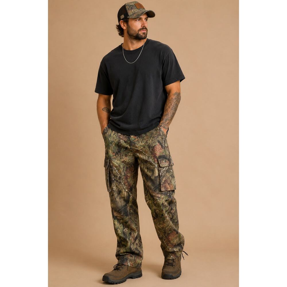 Mossy Oak Camo Cargo Hunting Pants XXL 44-46 Stretch Waist Outdoor